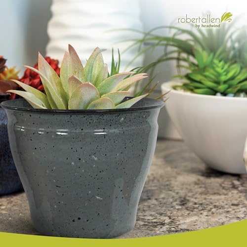 Headwind Riverside Collection – 10" Calcite Grey Glazed Decorative Plant Pots Indoor with Drainage & Outdoor - Modern Flower Pot Weather-Resistant Lightweight Planter by Robert Allen - Image 3