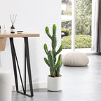 32” Artificial Cactus Plants, Tall Artificial Plants Outdoor, Tall Fake Cacti Plant UV-Resistant in White Pot, Faux Floor Plants for Indoor Home Office Hotel Bedroom Patio Balcony Garden - Image 2