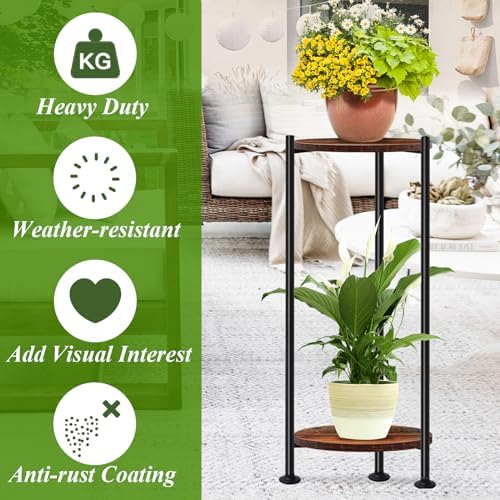 30'' Heavy Duty Plant Stand Indoor, for Living Room, Balcony, Deck, 2-Pack - Image 3