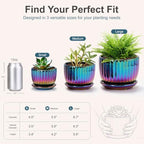 Ceramic Planters,Plant Pots with Drainage Holes & Saucers Set of 3(Purple) - Image 2