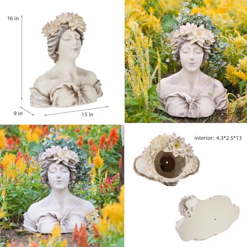 Head Planter Face Flower Pot Goddess Planter 15 * 9 * 16 Inch - Image 4