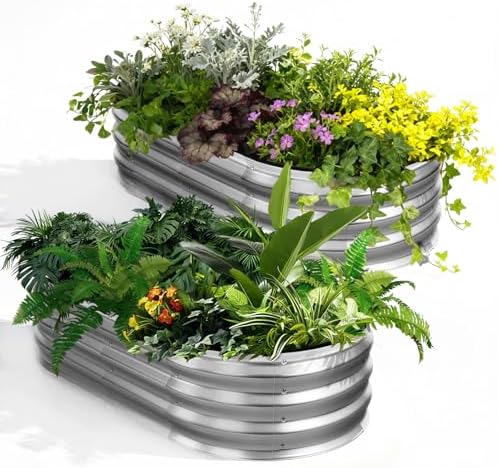 NEWBULIG Galvanized Raised Garden Bed Outdoor, 4x2x1ft 2 Pack Planter Box by NEWBULIG