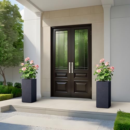 Kante Charcoal Concrete Planter 23.6" Tall All-Weather Square Accent Pot - Image 4