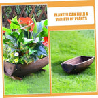 Wooden Half Planter Rustic Plant Container with Base Tray for Outdoor Plants Unique Garden Decor for Weddings and Patios - Image 3