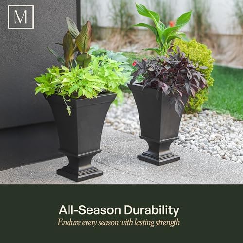 Mayne Vienna 25in Self-Watering Tall Square Urn Planter, Black - Image 4