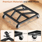 3 Pack 12" Plant Caddy with Wheels, Metal Rolling Plant Stand Heavy Duty 800lbs, Square Plant Dolly with Lockable Caster Wheels for Planter Pots, Heavy Objects, Indoor and Outdoor Use - Image 2