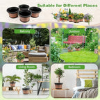4 Pack 12 inch Plant Pot,Large Whiskey Barrel Planters Indoor Outdoor - Image 4