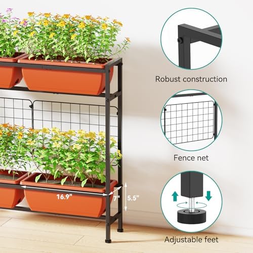 CADUKE Raised Garden Bed, Garden Raised Planter Box with Legs, 32" Elevated Vegetable Garden Beds with Drainage Holes & Trellis, Herb Garden Planter Outdoor for Vegetables, Balcony, Red - Image 5