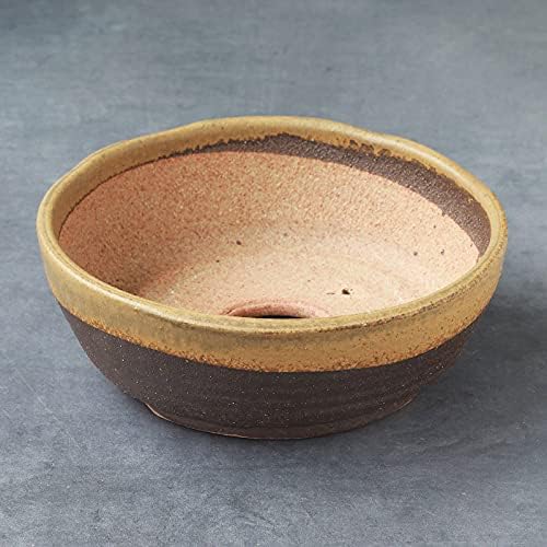 Wazakura Shigaraki Series Yellow Dust Stripe Glazed Ceramic Bonsai Pot - Image 6