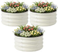 SnugNiture 3 Pcs 2x2x1ft Round Galvanized Raised Garden Bed Kit Outdoor, Metal Planter Box for Planting Plants Vegetables, White by snugniture