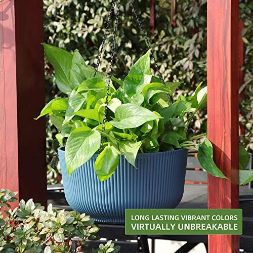 Dexceder 11.2 Inch Self Watering Hanging Planter (2 Pack, Deep Blue) - Image 6
