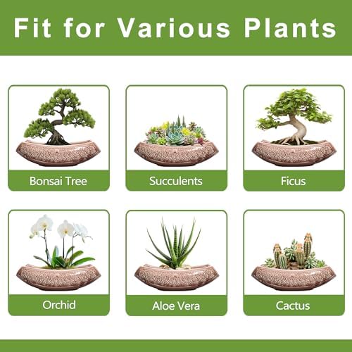 Large Bonsai Pots - 18 Inch Ceramic Succulent Pots with Drainage Hole, Bonsai Planter for Indoor Outdoor Plants, Ceramic Flower Pot, Decorative Plant Pot, Home Decor, Birthday Gifts, Red-Brown - Image 7