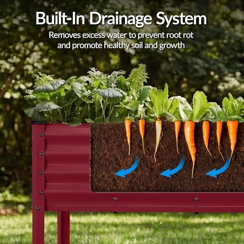 Best Choice Products 72x24x30in Non Toxic Galvanized Raised Garden Bed, Metal Elevated Planter Box, Vegetable Garden, 100% Non Toxic Materials - Royal Red - Image 6