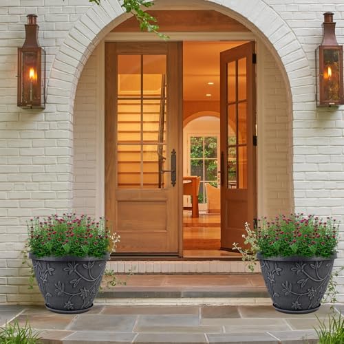 Nooulap 4 Pack 16 Inch Large Plant Pot for Outdoor, Gray - Image 4