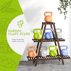 BMOSU Plant Stand Bamboo for Indoor Outdoor Tiered Plant Shelf 8 Potted Flower Holder Ladder Rack Garden Balcony Living Room Patio(3 Tier Brown) - Image 6