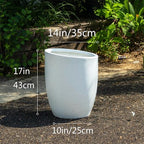 Bevel Mouth Concrete Tall Flower Pot, Large Outdoor Decorative Plant Pot with Drainage Hole,Modern Planter Pots for Home,Garden,Patio,Courtyard,Porch,White1 - Image 3