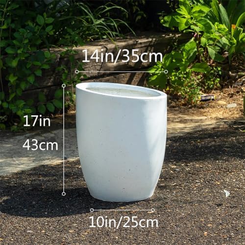 Bevel Mouth Concrete Tall Flower Pot, Large Outdoor Decorative Plant Pot with Drainage Hole,Modern Planter Pots for Home,Garden,Patio,Courtyard,Porch,White1 - Image 3