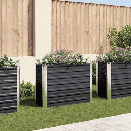 vidaXL Garden Raised Bed Anthracite 39.4"x15.7"x30.3" Galvanized Steel - Image 2