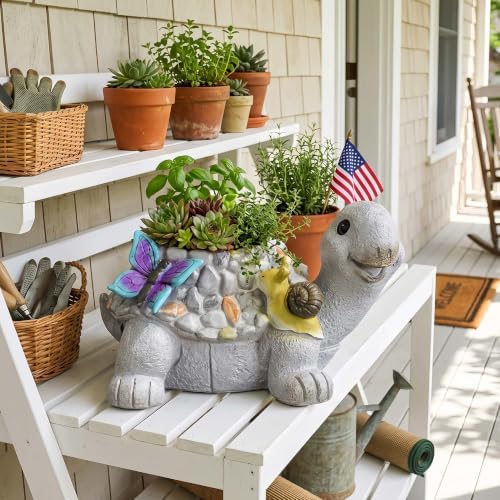 16.5" Large Succulent Plant Pots, Turtle Planter Flower Pots with Drainage Hole,Cute Planting Pots for Cactus,Succulent Planters for Indoor Plants Home Garden Flower Pot Gifts for Plant Lovers - Image 2