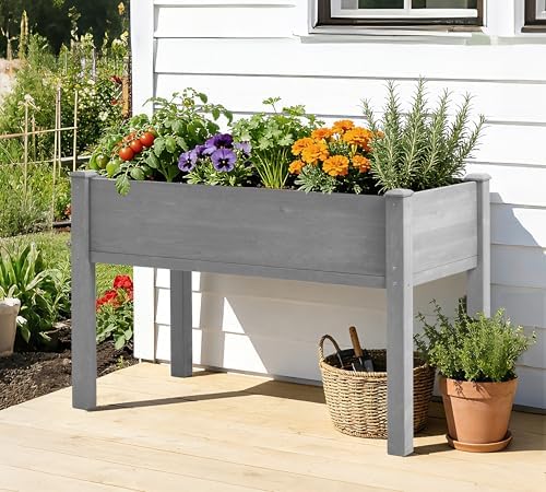 Raised Garden Bed with Legs, 48×24×30 Cedar Wood Elevated Planter Box - Image 7