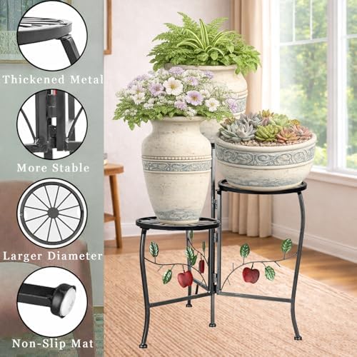 N.B.Y. 3 Tier Metal Plant Stand Indoor Outdoor Fold Waterproof Flower Plant Fit For Garden Balcony Patio Living Room Balcony Office Yard - Image 4