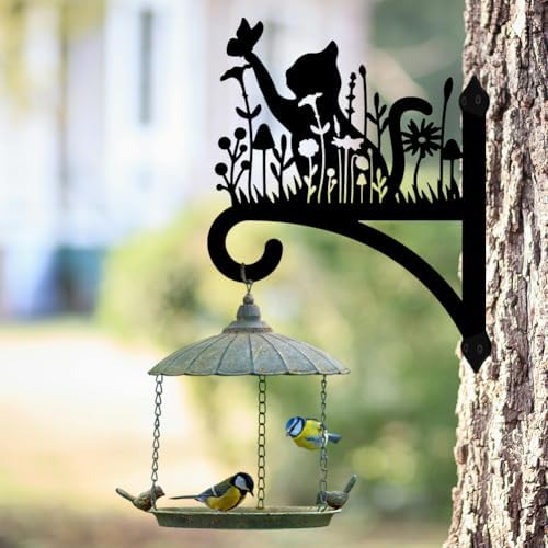 peacoblue Cat and Flowers Plant Hanger Bracket, Iron Outdoor Hanging Hook - Image 6