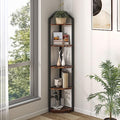 Fun Memories 5 Tier Corner Shelf, 70” Corner Shelf Stand, Corner Bookshelf Plant Stand, Storage Shelf for Bathroom, Living Room, Kitchen,Home Office, Brown by FunMemories