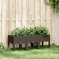 Gecheer Elevated Garden Planter Box with Legs, 47x16x17 Inch Brown Raised Planter for Outdoor Patio Terrace, Durable PP Rattan Look Flower Pot for Vegetables Herbs Climbing Plants by Gecheer