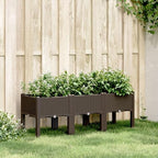 Gecheer Elevated Garden Planter Box with Legs, 47x16x17 Inch Brown Raised Planter for Outdoor Patio Terrace, Durable PP Rattan Look Flower Pot for Vegetables Herbs Climbing Plants by Gecheer