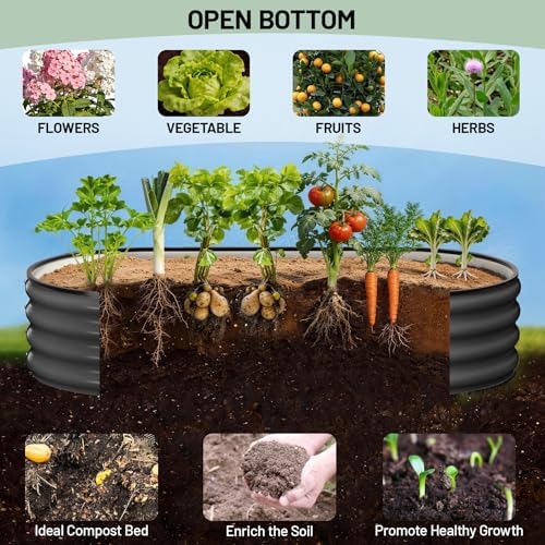 Galvanized Raised Garden Bed, 2Pcs Raised Garden Beds Outdoor, Rectangle Planter Raised Beds with Gloves and Rubber Edge Trim for Vegetables, Flowers and Herbs - Image 4