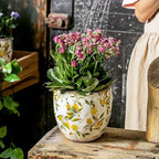 Ceramic Plant Pots for Indoor Plants, Yellow Vintage Planters for Succulents,Handmade Tuscan Flower Pots for Outdoor with Drainage Hole,Yellowl,with Hole - Image 2