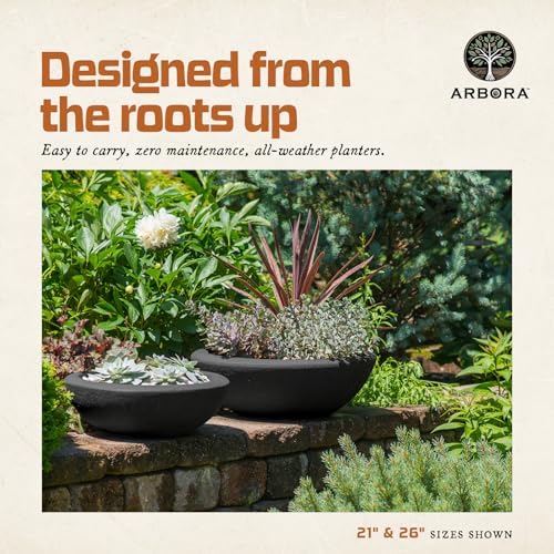 ARBORA 21" Santorini Bowl Planter - Lightweight Polyresin Outdoor Plant Pot - Image 4