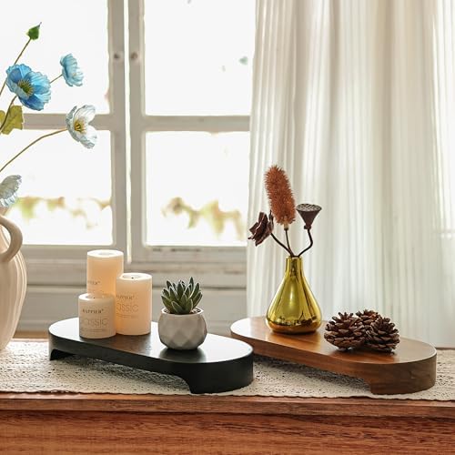 Acacia Wood Risers for Decor Display, Bathroom Counter Decorative Tray, Soap Dish Risers, Pedestal Stand for Bottles,Candle,Plant, Counter Decor for Vanity. (Nature L) - Image 3