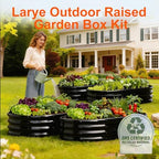 Rakukiri Raised Garden Bed Outdoor, GRS Certified Recycled Metal Planter Box 2 Sets, 4FT Galvanized Oval Herb Garden Kit, Bottomless Large Garden Beds for Vegetables Flowers, Rust-Resistant Black - Image 2