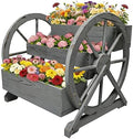 NestNature Wooden Wagon Planter Box|Raised Garden Bed W/Wheels for Plants by NestNature