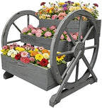 NestNature Wooden Wagon Planter Box|Raised Garden Bed W/Wheels for Plants by NestNature