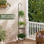 2 Tiers Hanging Metal Plant Stand Space Saving Corner Plant Holder - Image 3