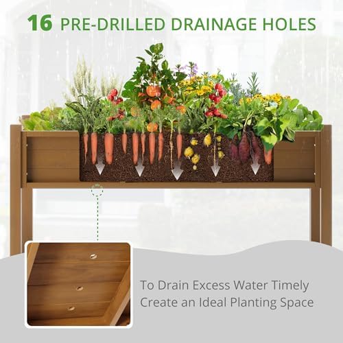 LUE BONA Raised Planter Box with Legs, 45 * 18 * 29 in, Raised Garden Bed with Tools and Storage Shelf, Weather Resistant, 3-Year Warranty, Standing Growing Bed Herb Planter for Vegetable, Brown - Image 6