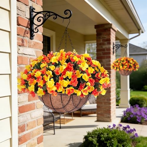 Artificial Fall Hanging Flowers with Basket for Outdoor UV Resistant - Image 4