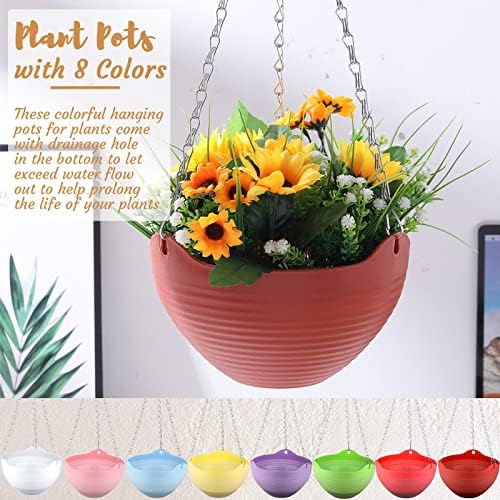 Zopeal 16 Pack Self Watering Hanging Planters, 8 Inch, Colorful, Resin Material with Metal Chain, Suitable for Indoor and Outdoor Plants - Image 4