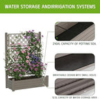 Elevated Raised Garden Bed with Trellis,Resin Planter Boxes Outdoor for Backyard Balcony,Large Patio Planter Box for Herbs Flowers Vegetables(Grey) - Image 4