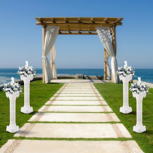 Wedding Roman Columns 34.65" Heart-Shaped Plastic Stand Roman Pillar Greek Column Plant Stand Elegant Wedding Event Party Decorative Column Pedestal Flower Holder (Type B, 4Pcs, 10.63x34.65 Inch) - Image 4