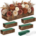 Dandat 5 Set Wood Rectangle Boxes 12x4 Inch Rustic Planter with Liner by Dandat