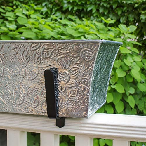 Achla Designs Embossed Galvanized Flower Window Box Planter, 24-in - Image 7