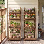 GIANTEX Foldable Wooden Plant Stand, 4-Tier Ladder Plant Shelf, Brown - Image 7