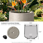 Kante Modern Home Minimalist 16.5" Dia Weathered Concrete Curved Planter - Image 6