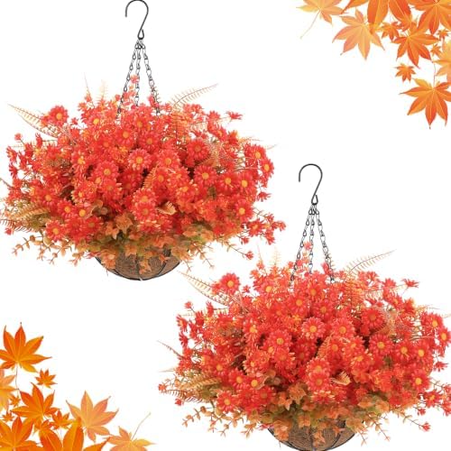 Thiccywoov 2 Set Fall Artificial Flower with Basket, Wild Chrysanthemum by Jgiusenfg