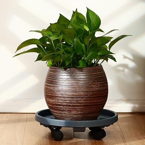 10 Packs Large Plant Caddy with Wheels 13" Rolling Plant Stands Heavy-duty Plastic Plant Roller Base Pot Movers Plant Saucer on Wheels Indoor Outdoor Plant Dolly with Casters Planter Tray Grey - Image 7
