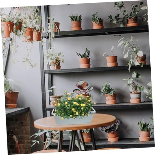 balacoo Large Rectangular Vegetable Planter with Drainage Saucer, Medium 43cm Window Herb Garden Pot Set of 4 in Gray, Sky, Terracotta, and Light Green for Indoor Balcony Gardening - Image 4
