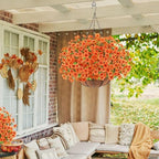AGIRL Fall Artificial Hanging Flowers with Baskets for Outdoors(Orange) - Image 5